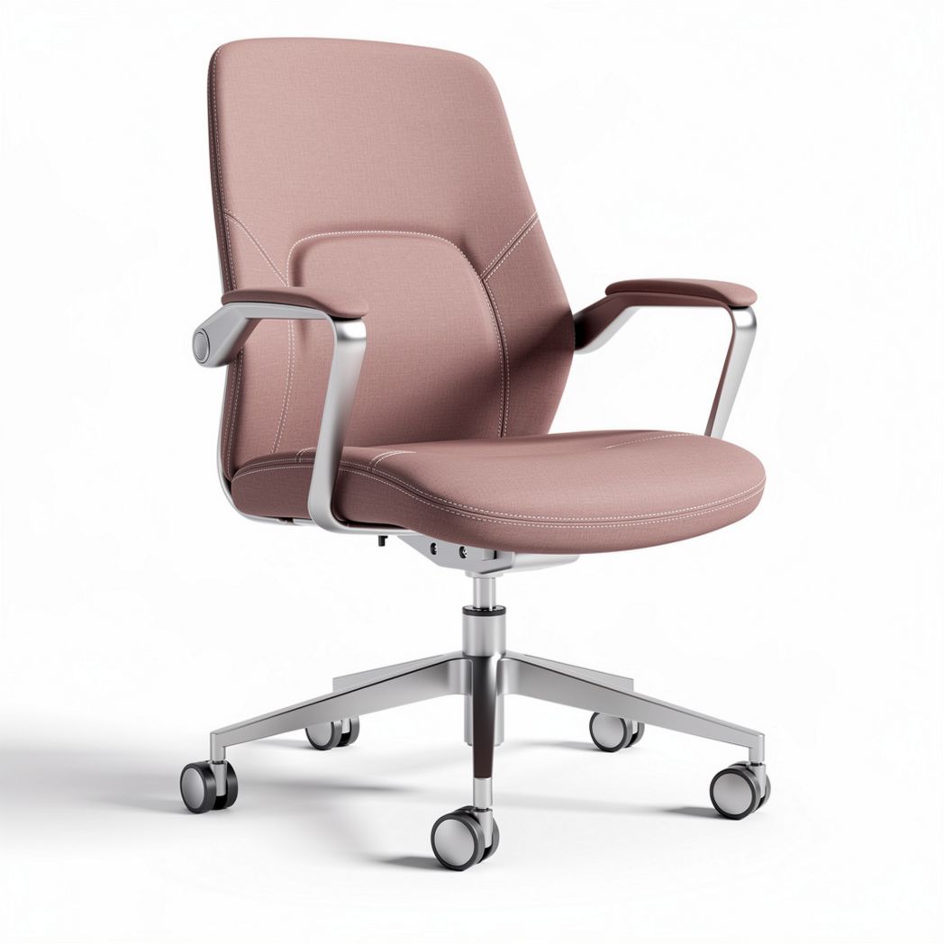 Pink ergonomic office chair with adjustable height and aluminum base 60 x 65 x 95cm