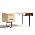 Wooden corner desk with two drawers and metal frame dimensions 120 x 60 x 75cm