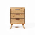 Wooden nightstand with three drawers in natural finish 45 x 40 x 75cm