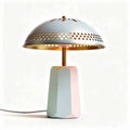 Table lamp with metallic shade and geometric base 20 x 20 x 30cm