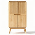 Natural wood cabinet with two doors and ribbed design 80 x 40 x 120cm