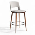 Wooden bar stool with fabric seat and backrest in light gray 40 x 40 x 100cm