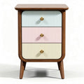 Wooden nightstand with three drawers in pastel colors 40 x 30 x 60cm