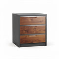 Wooden three-drawer storage cabinet with metal frame 40 x 40 x 50cm