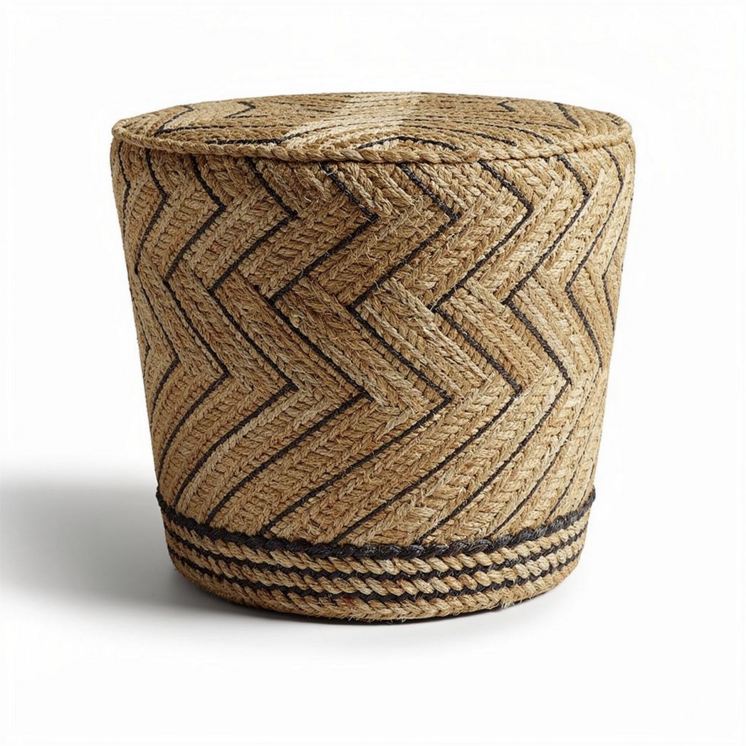 Woven wicker storage basket with chevron pattern for home organization 40 x 40 x 30cm