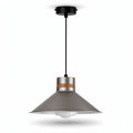 Metal pendant light fixture with wooden accent 30 x 30 x 20cm for dining room