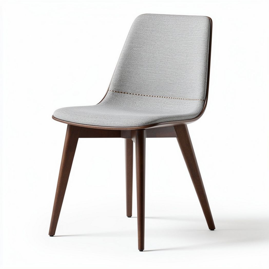 Upholstered dining chair with wooden legs in grey 45 x 50 x 80cm