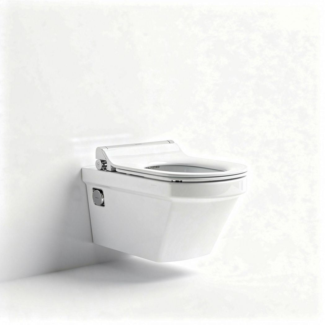 Wall-mounted toilet with elongated bowl and ceramic construction 60 x 38 x 40cm