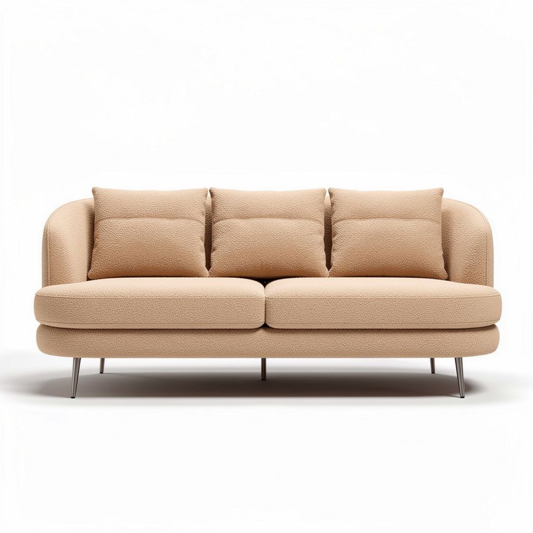 Modern three-seater sofa with removable cushions in beige fabric 200 x 90 x 80cm
